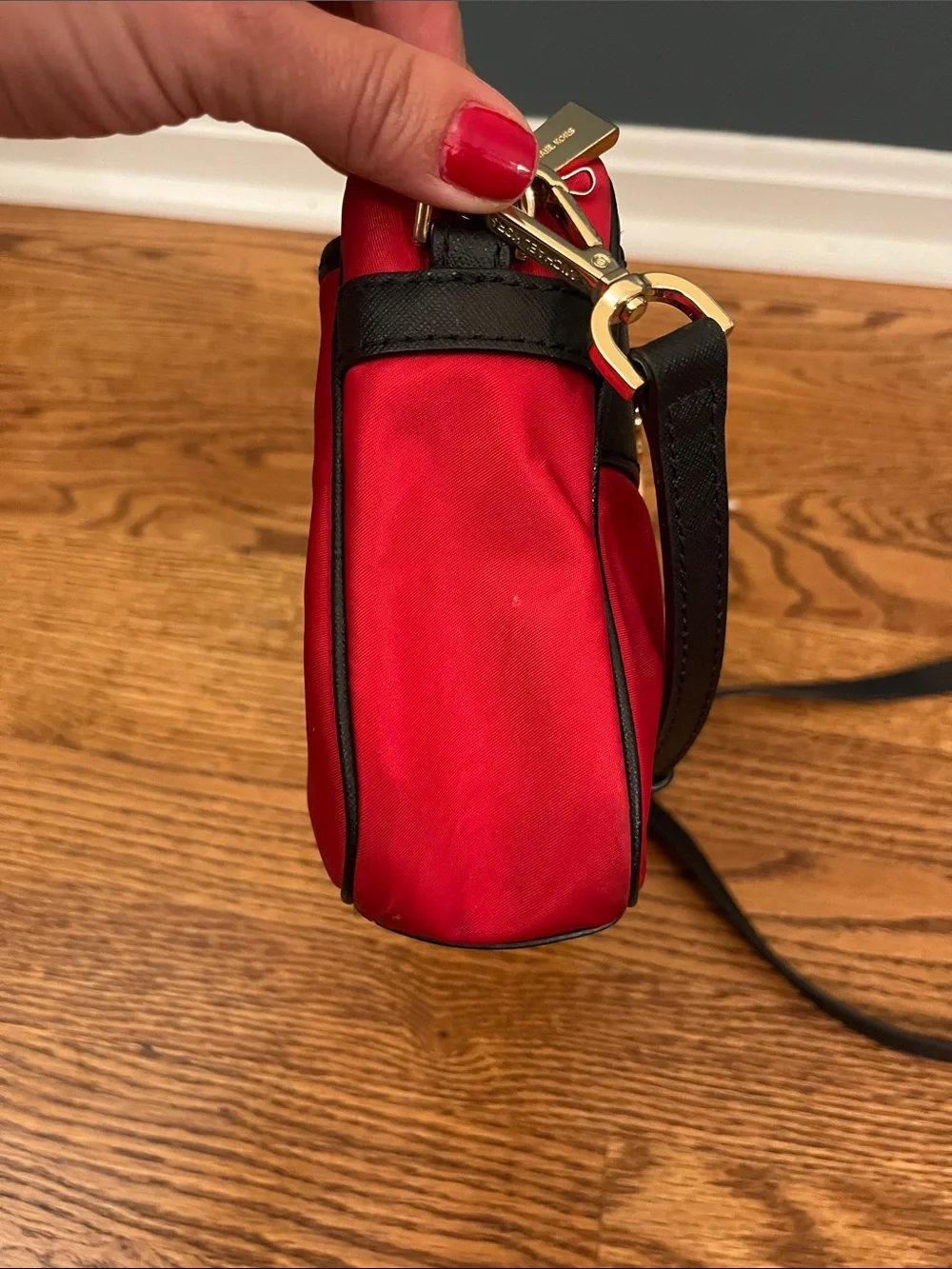 Michael Kors Jet Set Charm Nylon Red Crossbody Bag
